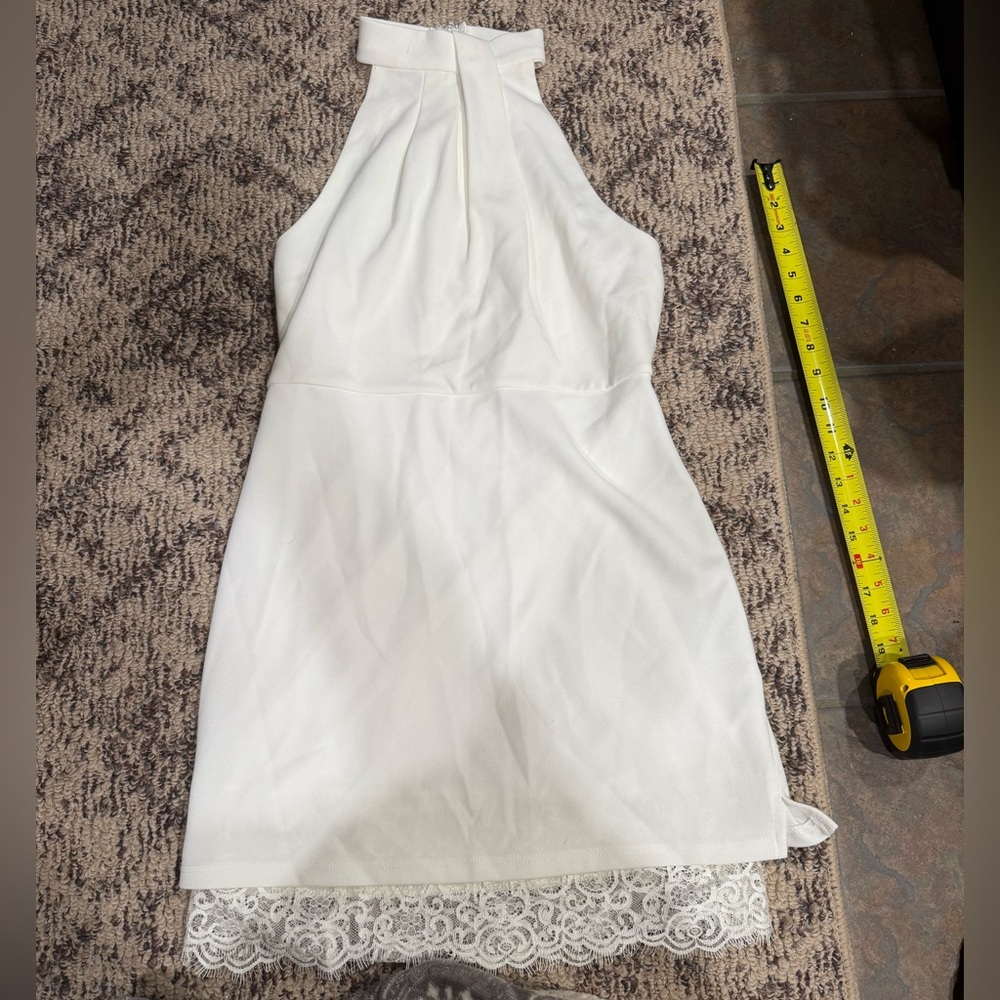 Lulu's White Dress with Elegant Lace Detail